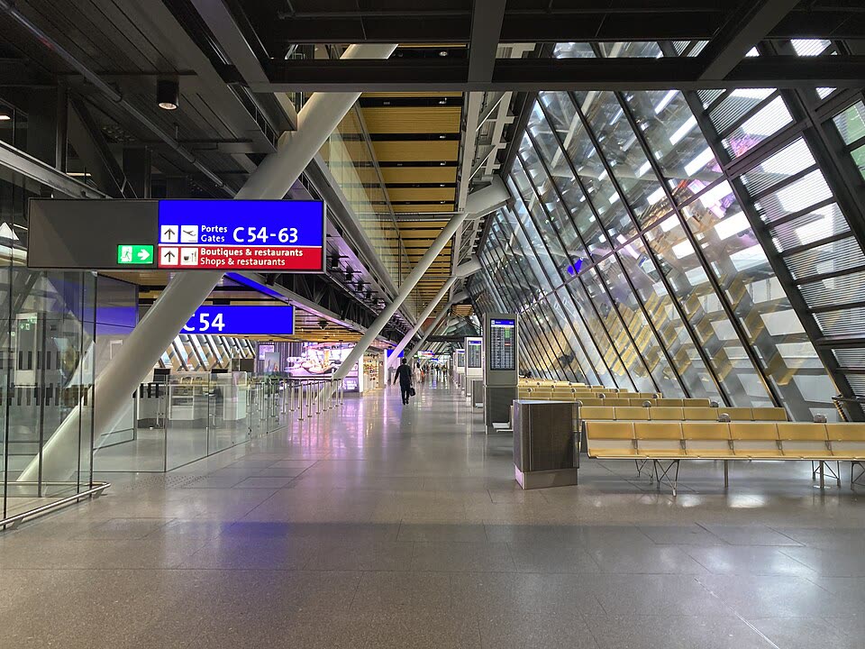 East wing of Terminal 1, Geneva Airport (GVA) — taxi pickup at arrivals